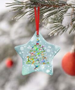 hummingbird christmas tree ceramic ornament 7105