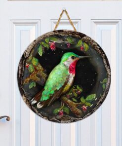 hummingbird decor lovely round wooden sign ntb159wdv1 4343