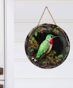 hummingbird decor lovely round wooden sign ntb159wdv1 4555