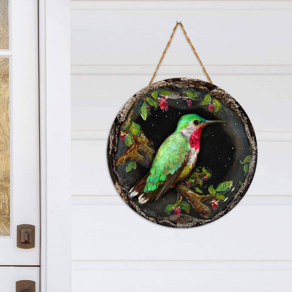 Hummingbird Decor Lovely Round Wooden Sign NTB159WDv1 - Image 3