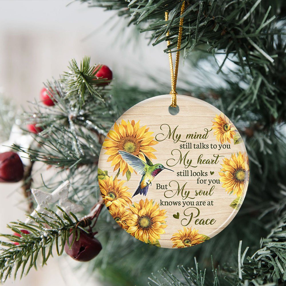 Hummingbird Ornament, My Mind Still Talks To You Sunflower Hummingbird,  Memorial Ceramic Ornament, Christmas Tree Decorations, Ceramic Ornament  MLN559O - Image 4