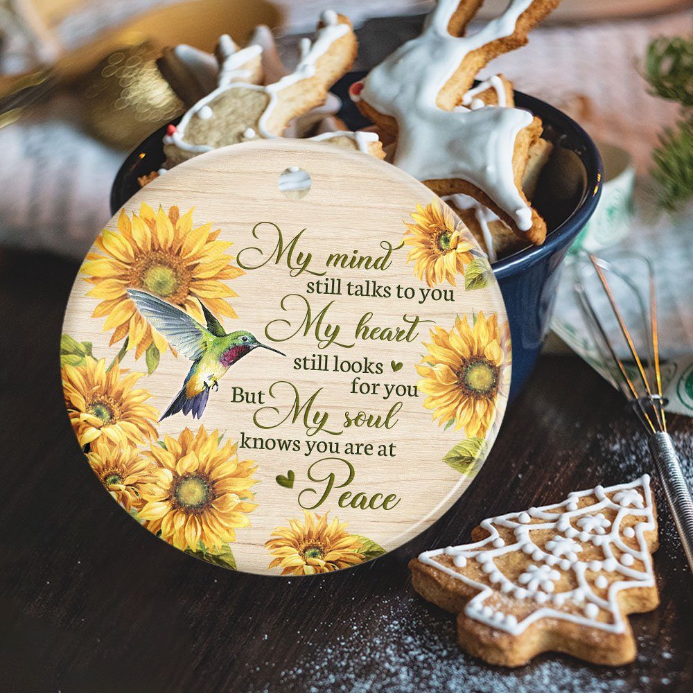 Hummingbird Ornament, My Mind Still Talks To You Sunflower Hummingbird,  Memorial Ceramic Ornament, Christmas Tree Decorations, Ceramic Ornament  MLN559O - Image 5