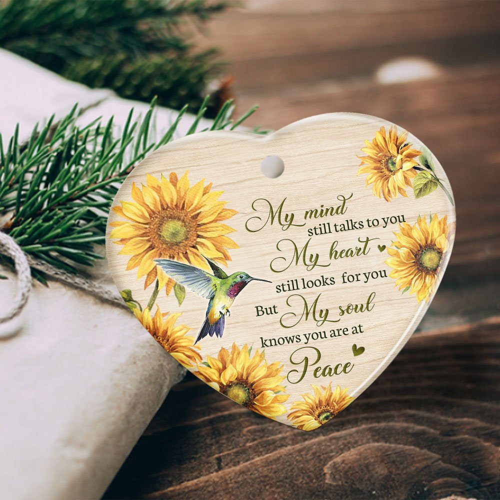Hummingbird Ornament, My Mind Still Talks To You Sunflower Hummingbird,  Memorial Ceramic Ornament, Christmas Tree Decorations, Ceramic Ornament  MLN559O - Image 6