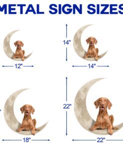 hungarian vizsla dog on the moon hanging metal sign qnk1012msv6 2491
