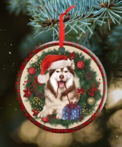Husky Ceramic Ornament Dog Lover Christmas Ornament QTR330Ov3