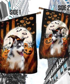 Husky Happy Halloween Flag