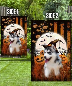 husky happy halloween flag 3960