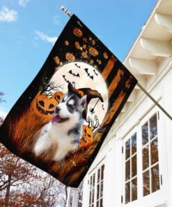 husky happy halloween flag 5189