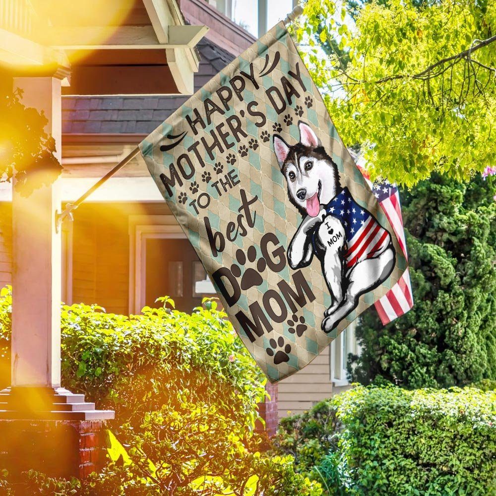 Husky Happy Mother's Day To The Best Dog Mom Flag - Image 2