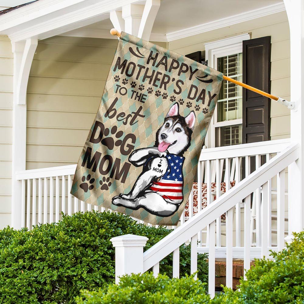 Husky Happy Mother's Day To The Best Dog Mom Flag - Image 5