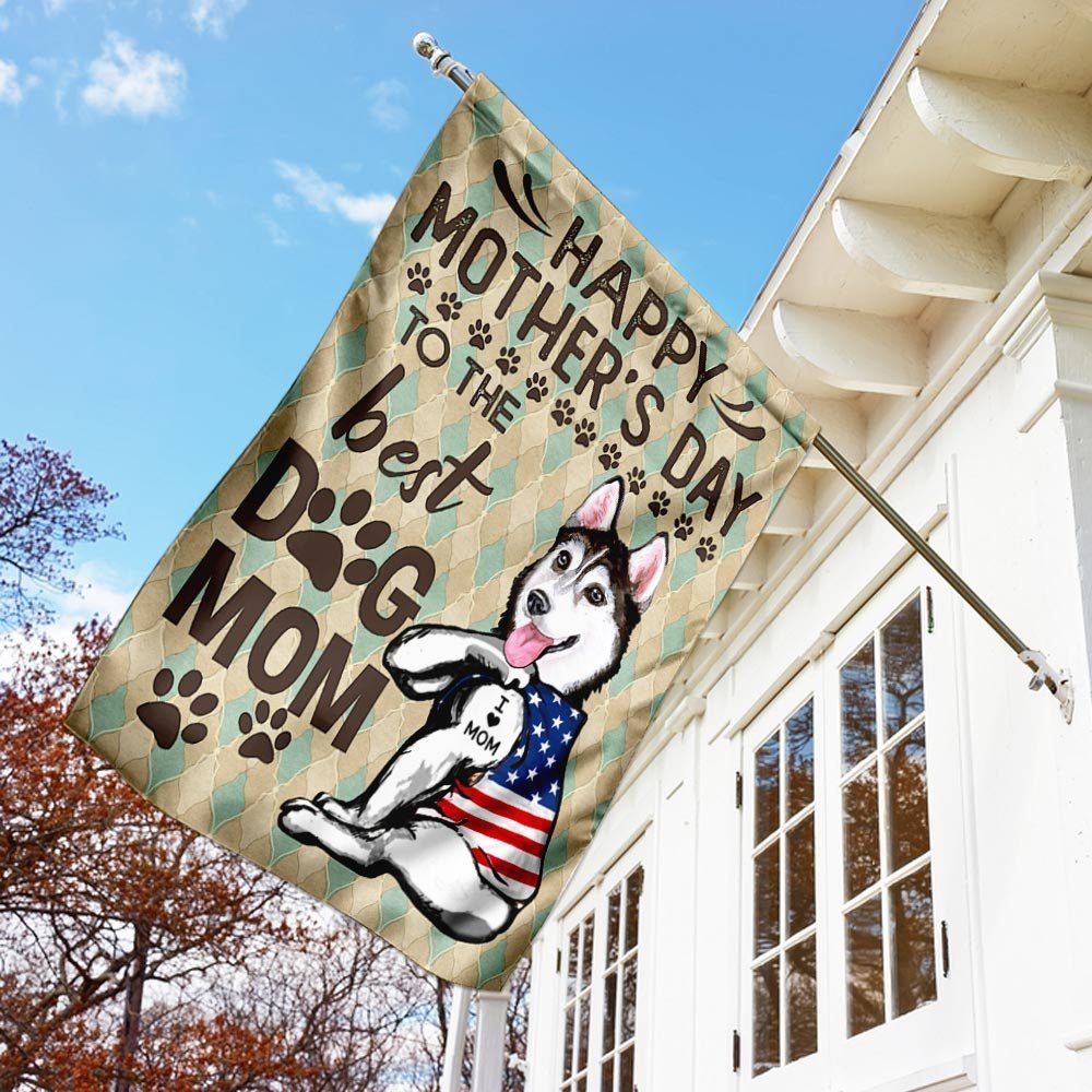 Husky Happy Mother's Day To The Best Dog Mom Flag - Image 3