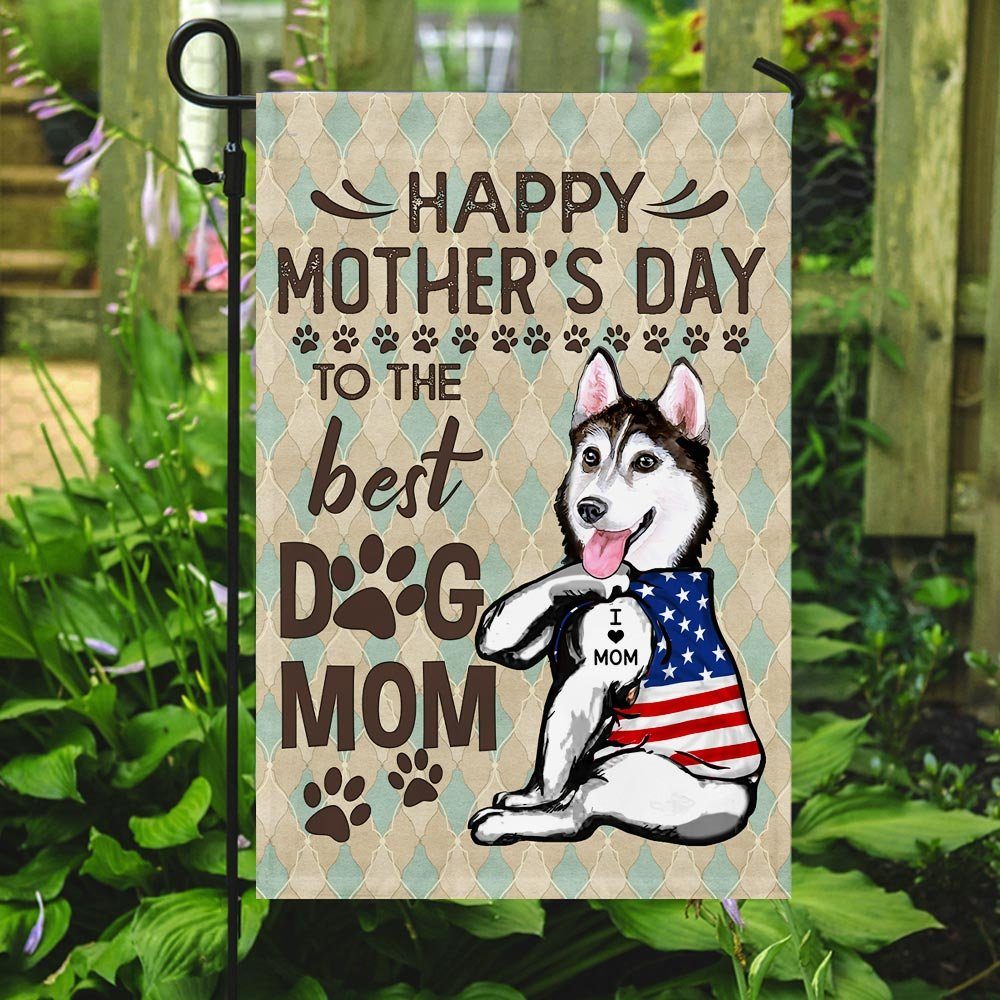 Husky Happy Mother's Day To The Best Dog Mom Flag - Image 7