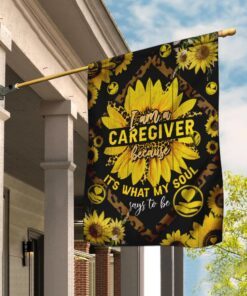 I Am A Caregiver Sunflower Leopard Flag