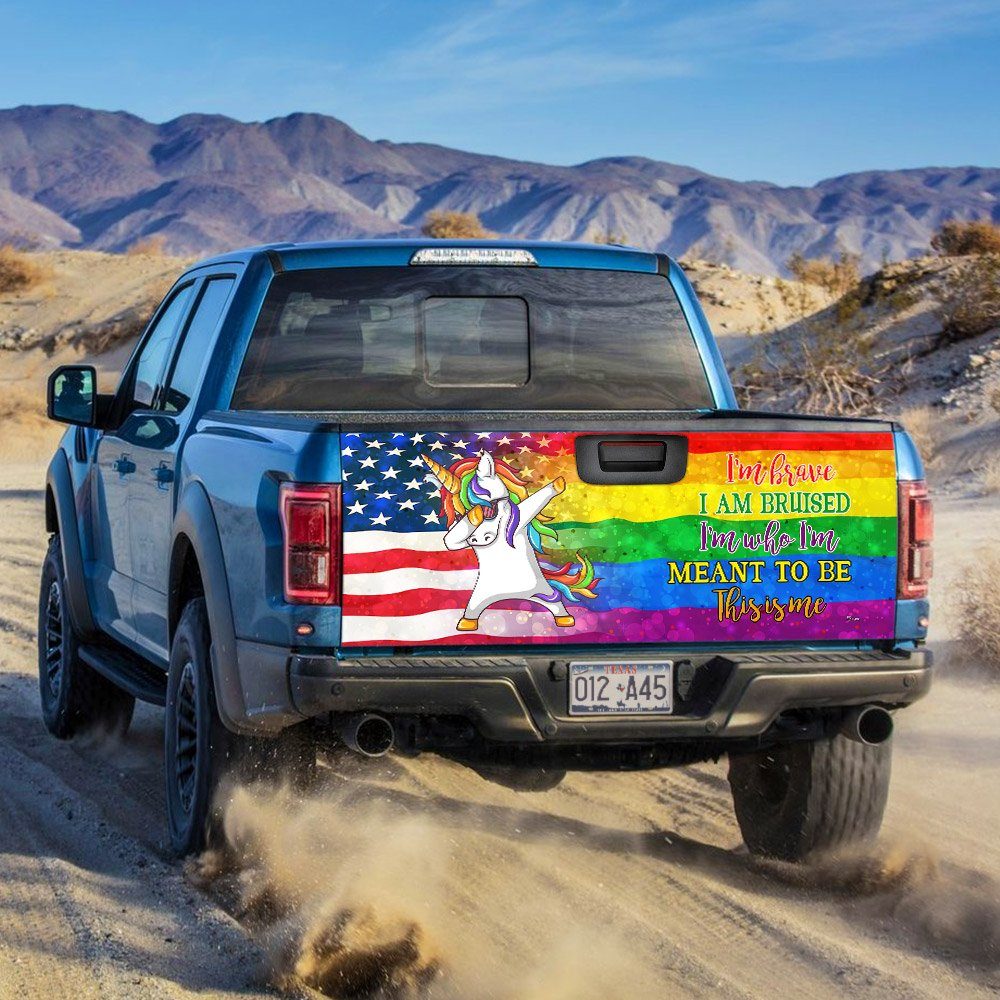 I Am Brave I Am Bruised Who I'm Meant To Be LGBT Truck Tailgate Decal Sticker Wrap - Image 2