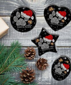 i believe in santa paws. christmas dog lovers ceramic ornament 5447