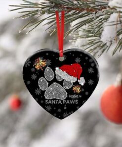 i believe in santa paws. christmas dog lovers ceramic ornament 6278