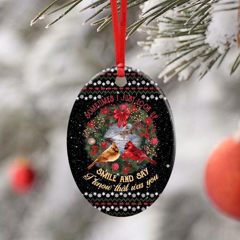 I Know That Was You Red Birds Ceramic Ornament - Image 4