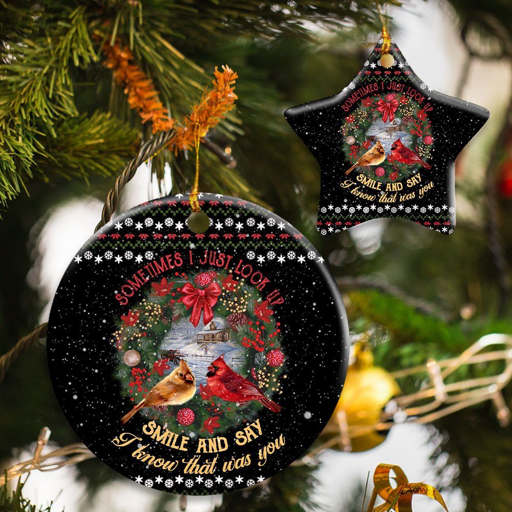 I Know That Was You Red Birds Ceramic Ornament