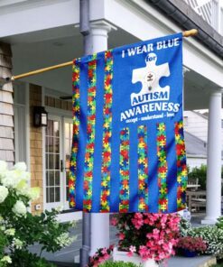 I Wear Blue For Autism Awareness Flag v1