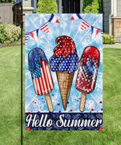 Ice Cream Hello Summer 4th Of July Flag TQN221Fv1