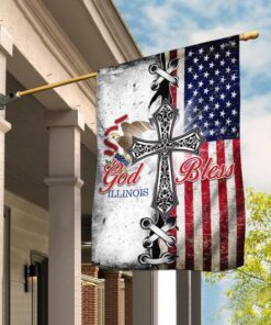 Illinois State American Christian Cross Flag