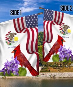 illinois state cardinal and violet flower flag mln1141fv27 2482