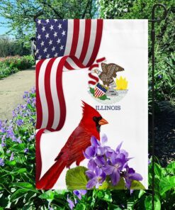 Illinois State Cardinal and Violet Flower Flag MLN1141Fv27