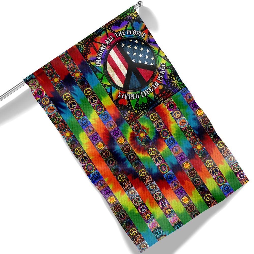 Imagine All The People Living Life In Peace, Hippie Peace Sign, American Flag TPT882F - Image 6
