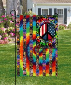 imagine all the people living life in peace, hippie peace sign, american flag tpt882f 5581