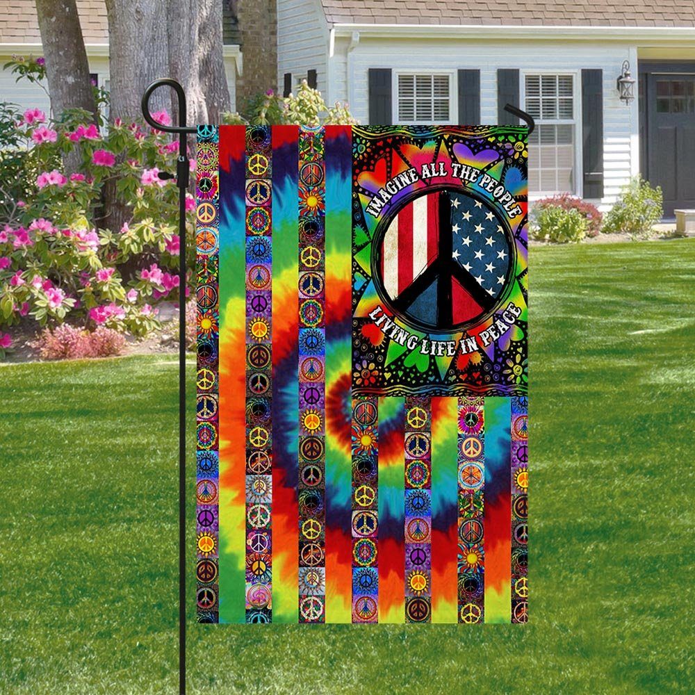 Imagine All The People Living Life In Peace, Hippie Peace Sign, American Flag TPT882F - Image 3