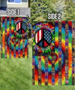 imagine all the people living life in peace, hippie peace sign, american flag tpt882f 5684