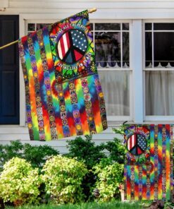 imagine all the people living life in peace, hippie peace sign, american flag tpt882f 5949
