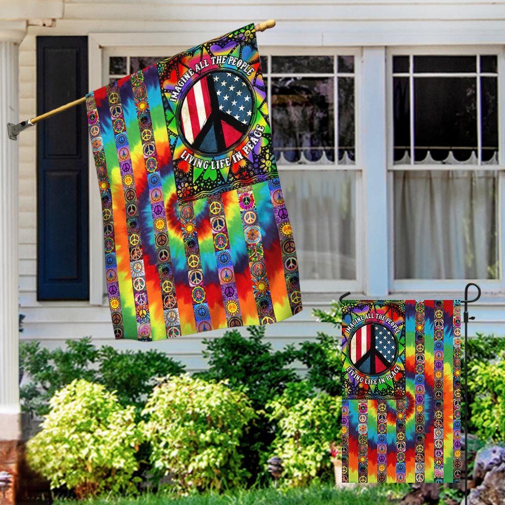 Imagine All The People Living Life In Peace, Hippie Peace Sign, American Flag TPT882F - Image 5