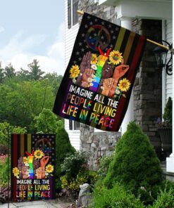 Imagine All The People Living Life In Peace American Flag BNN370F