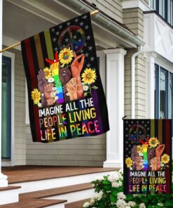 imagine all the people living life in peace american flag bnn370f 6156