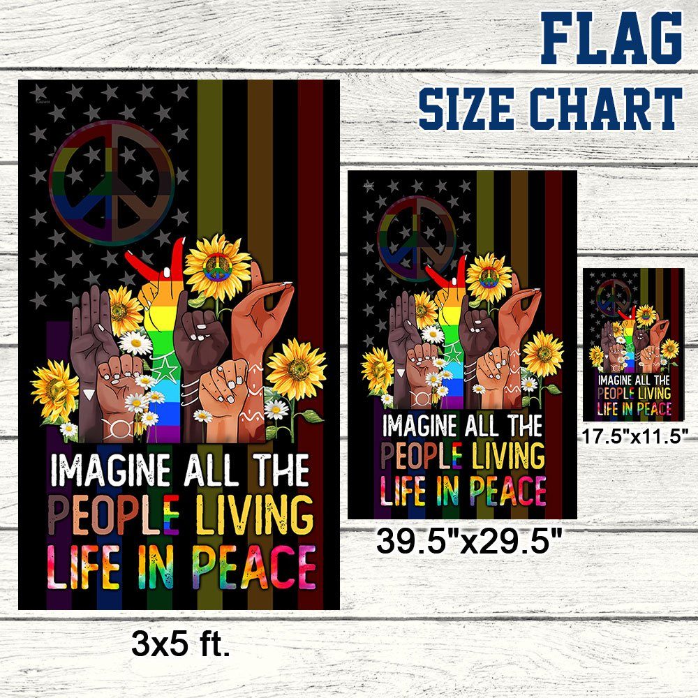 Imagine All The People Living Life In Peace American Flag BNN370F - Image 7