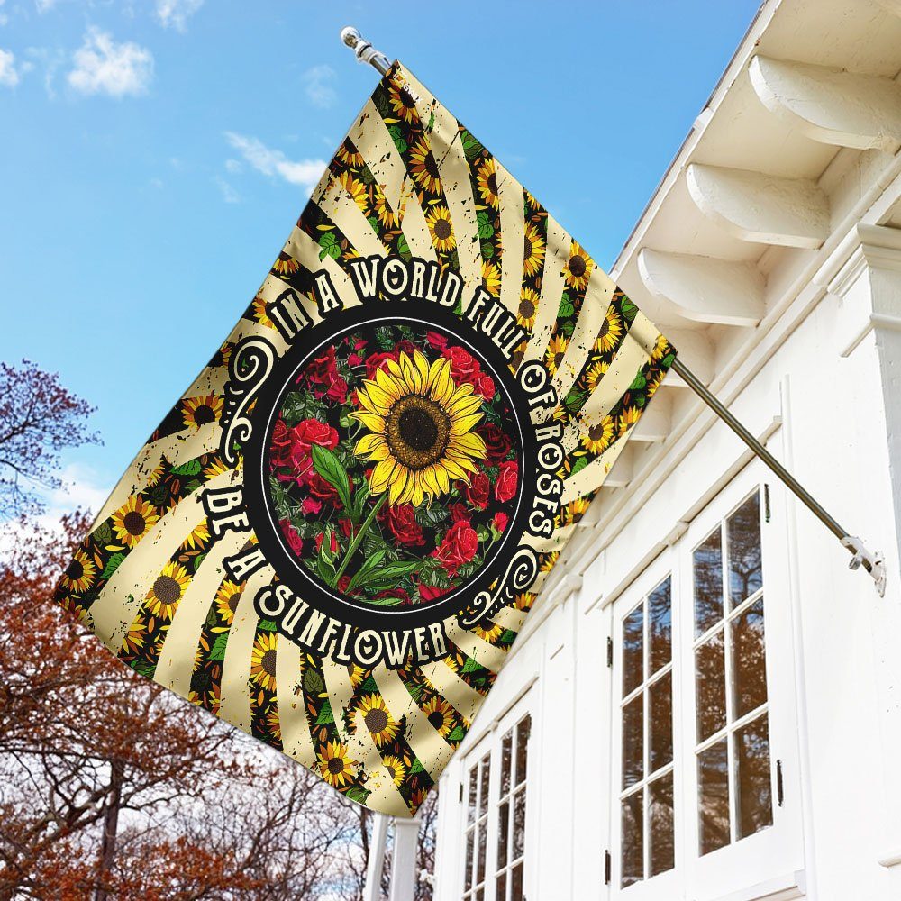 In A World Full Of Roses Be A Sunflower Hippie Flag - Image 2