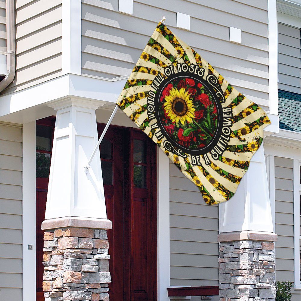 In A World Full Of Roses Be A Sunflower Hippie Flag - Image 4