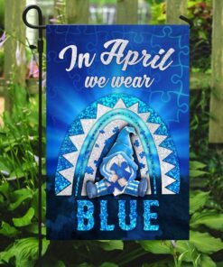 in april i wear blue rainbow gnome autism awareness flag 5919