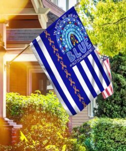 In April We Wear Blue. Autism Awareness Flag