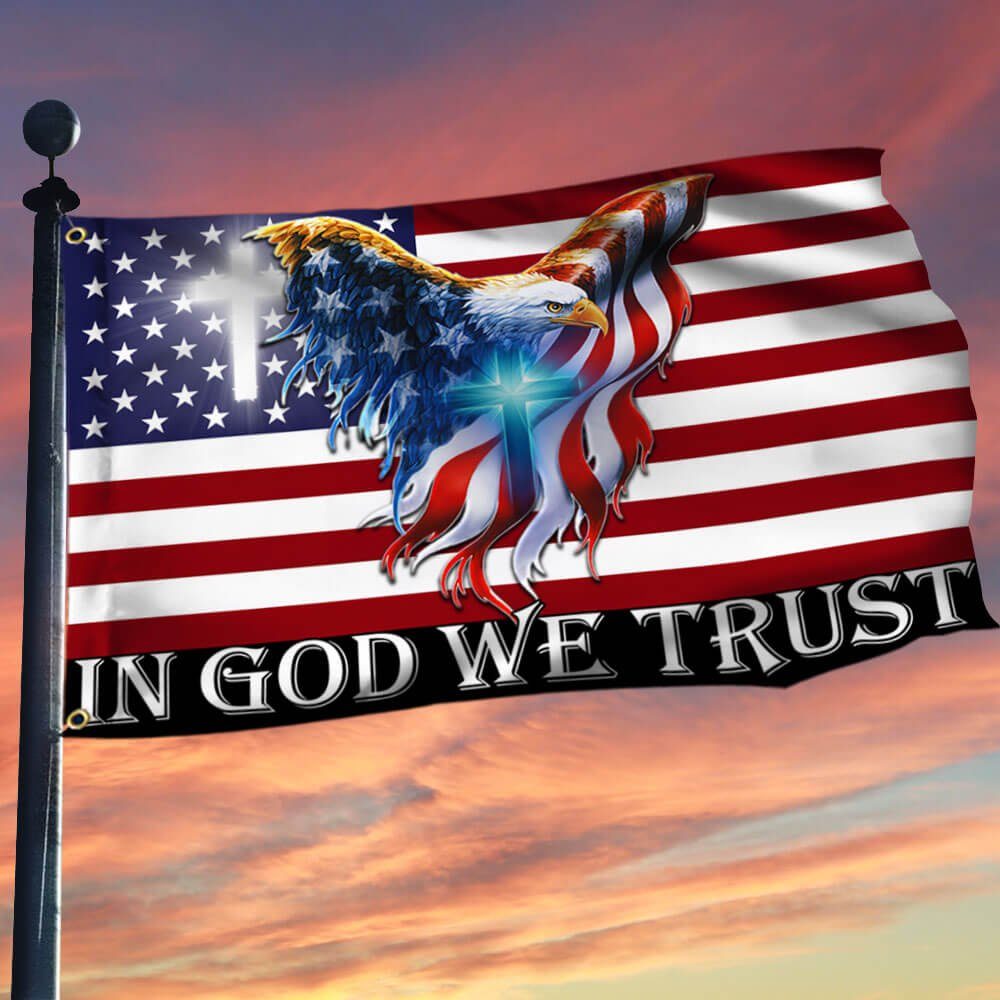 In God We Trust, Christian Cross,  American Eagle Flag THB3602GFv5