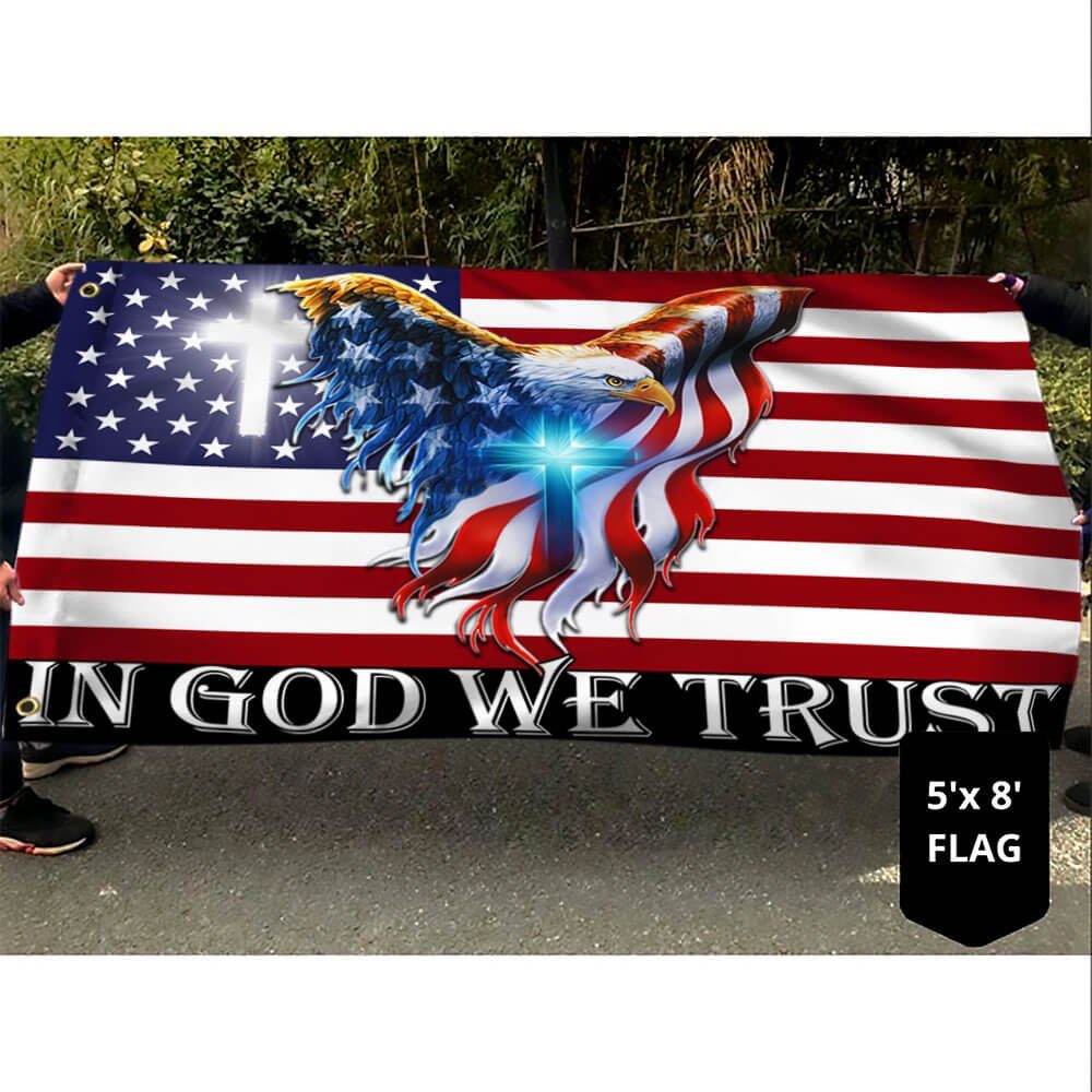 In God We Trust, Christian Cross,  American Eagle Flag THB3602GFv5 - Image 3
