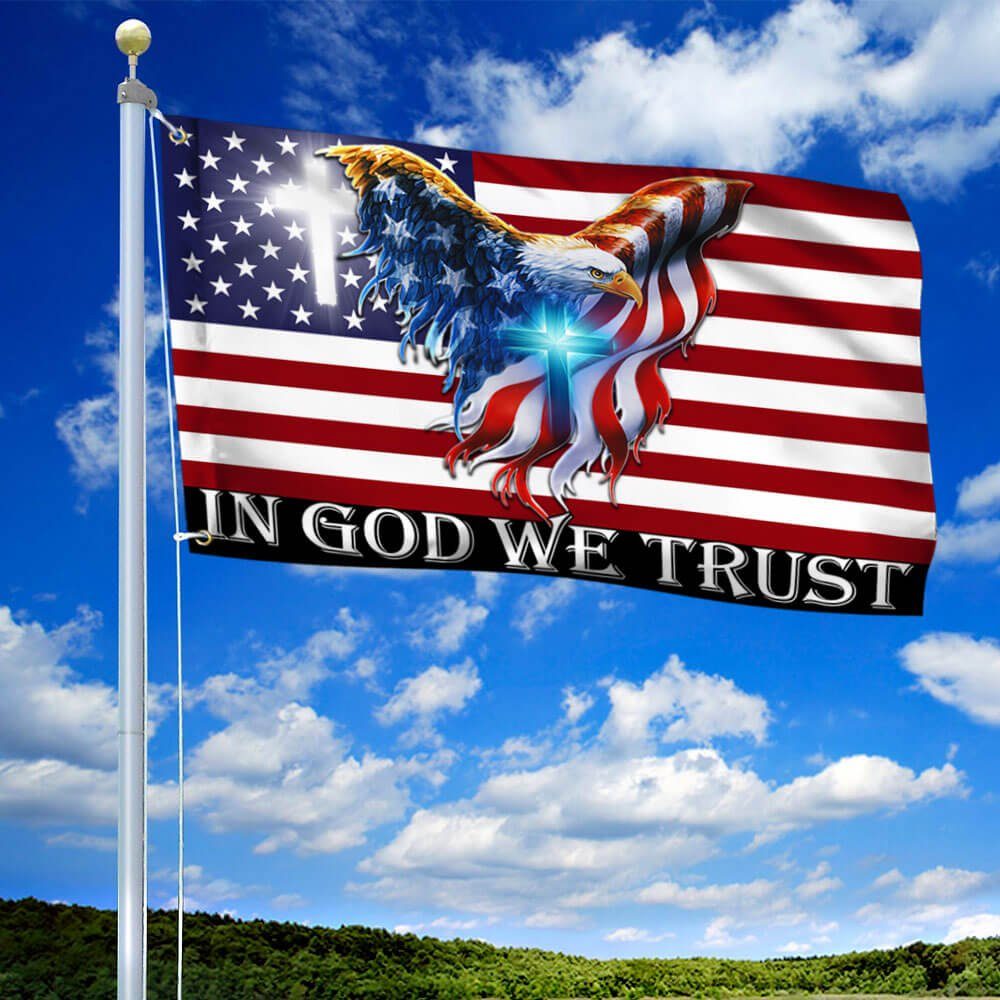 In God We Trust, Christian Cross,  American Eagle Flag THB3602GFv5 - Image 2