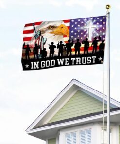 in god we trust, christian cross, thank you veterans, american eagle flag tpt120gf 2071
