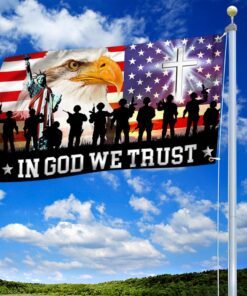 in god we trust, christian cross, thank you veterans, american eagle flag tpt120gf 4328