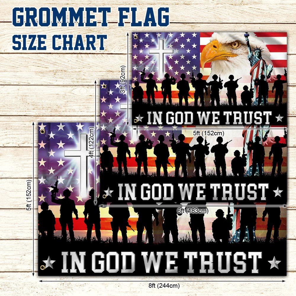 In God We Trust, Christian Cross, Thank You Veterans, American Eagle Flag TPT120GF - Image 5