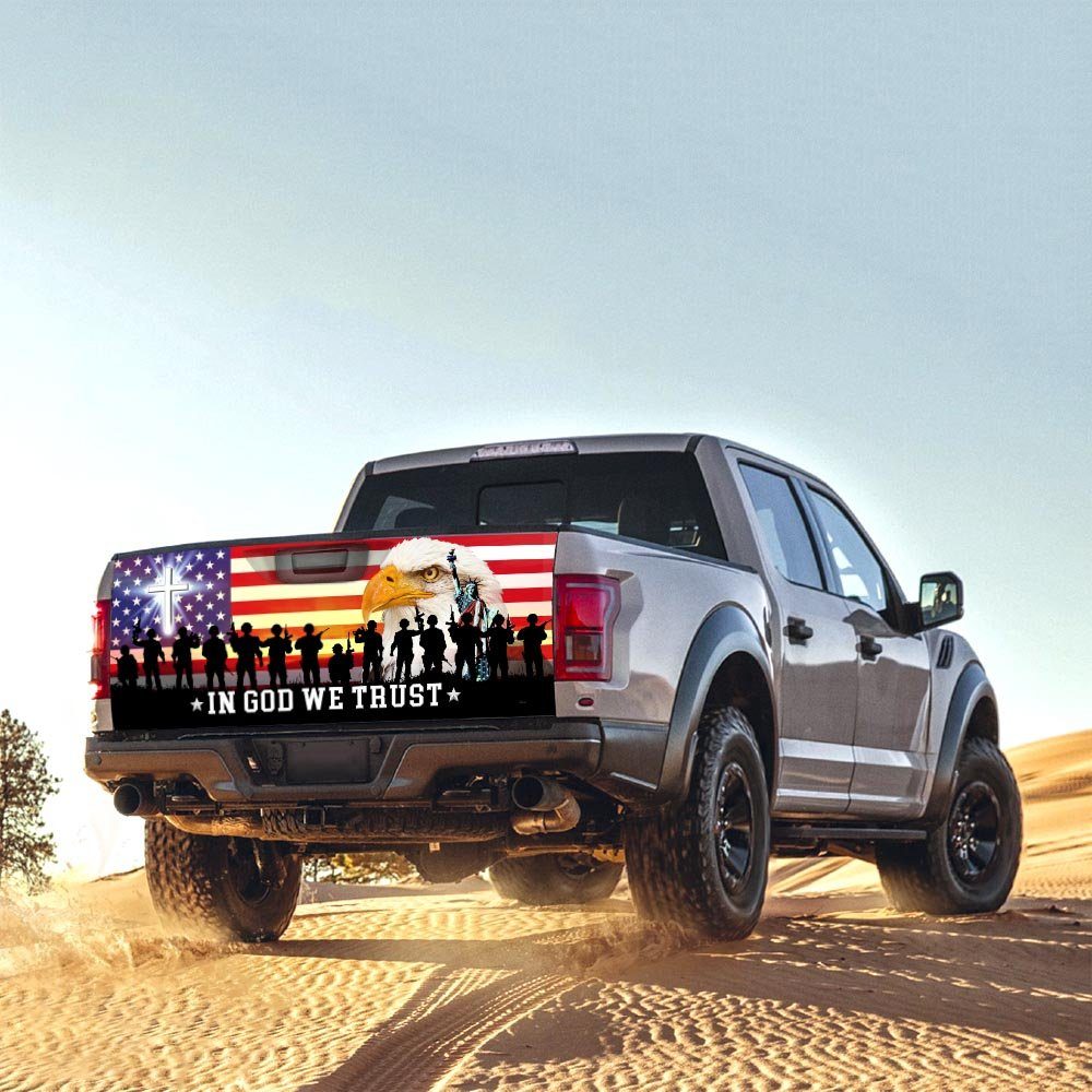 In God We Trust, Christian Cross, Thank You Veterans, American Eagle Truck Tailgate Decal Sticker Wrap TPT120TD - Image 5