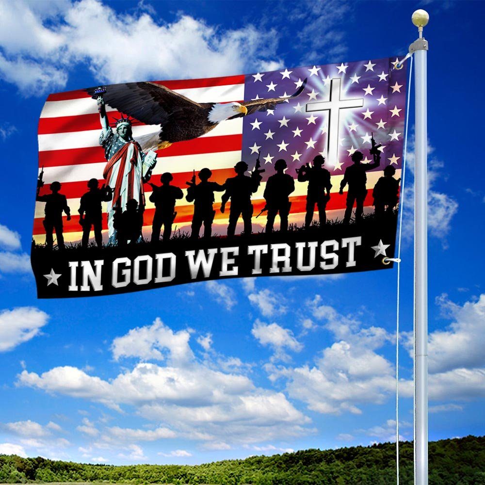 In God We Trust, Christian Cross American Eagle Flag TPT120GFv1 - Image 2