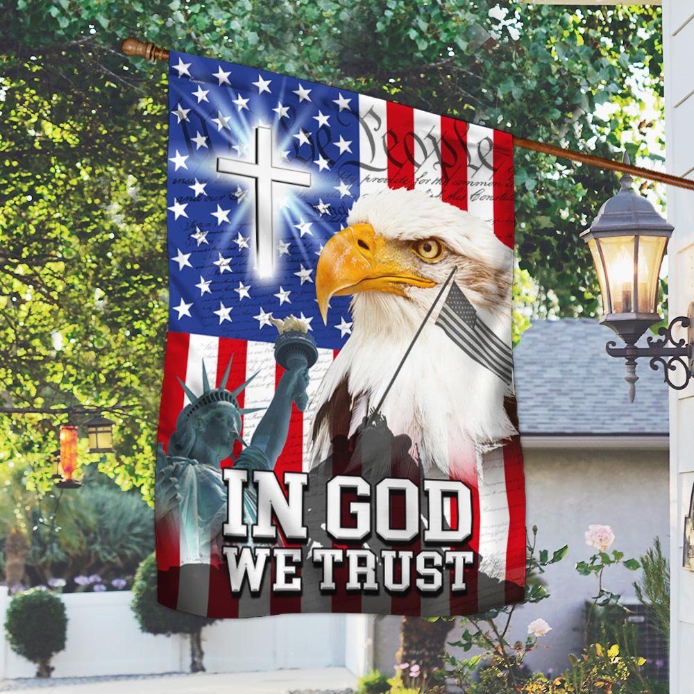 In God We Trust, We The People, Christian Cross American Eagle Flag TPT107F - Image 2