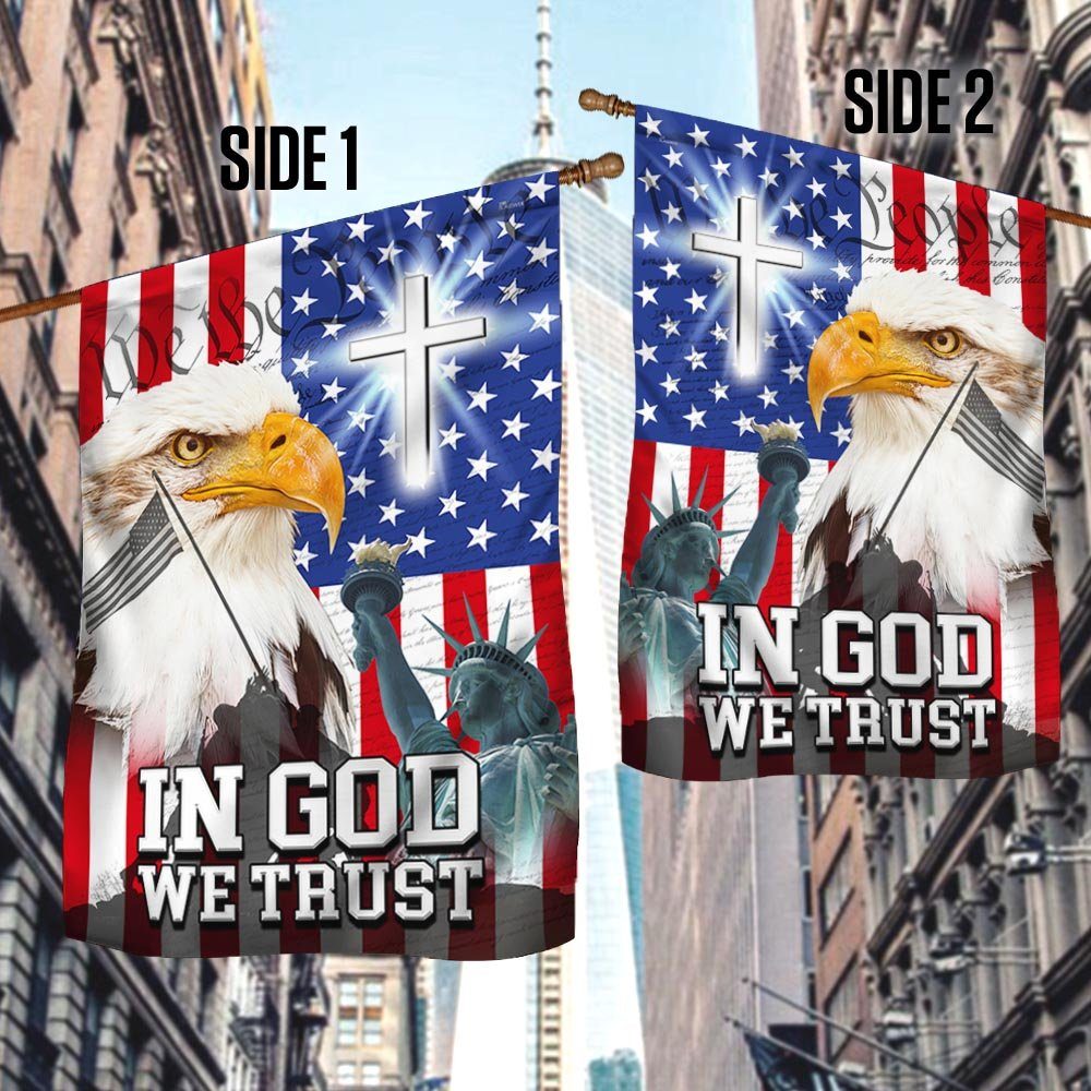 In God We Trust, We The People, Christian Cross American Eagle Flag TPT107F - Image 3